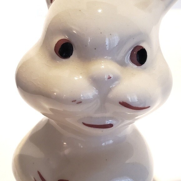 Vintage Hull Pottery Rabbit Cotton Ball Dispenser Circa 1940s Easter Bunny - Picture 7 of 10